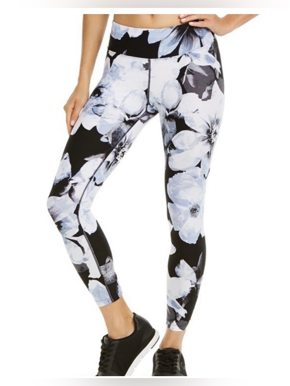 Calvin Klein Performance Pull On Compression Leggings black & white Floral